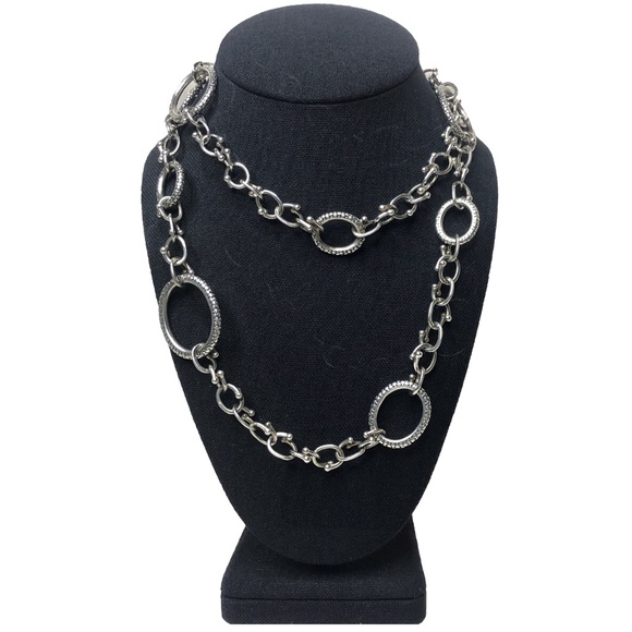 MICHAEL DAWKINS Sterling Silver Caviar Starry Night Link Toggle Necklace 36” - Picture 8 of 17